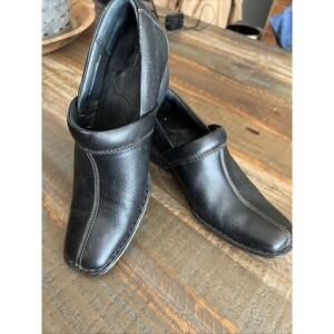 BORN "Somethin" Women Black Leather Western Block Bootie Shoes Sz 8.5 40 Cowgirl